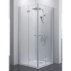 Breuer Eckeinstieg Drehfalttür Elana 8 Silber Matt Klarglas 90 X 90 Cm