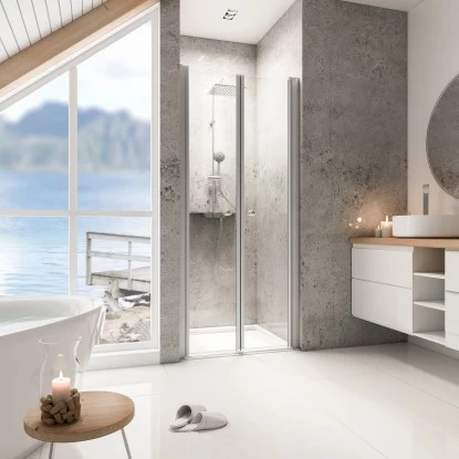 Schulte ExpressPlus Pendeltür Garant Alu-Natur Klar Hell 100x200cm