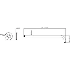 AquaSu Brausearm Remo Für Kopfbrause Unterputzmontage50 Cm Chrom