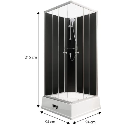 Schulte Komplettduschkabine Korfu II Mit Boiler Pumpe Alu-Natur Schwarz 3 Schulte Komplettduschkabine Korfu II Mit Boiler Pumpe Alu-Natur Schwarz – Bild 3