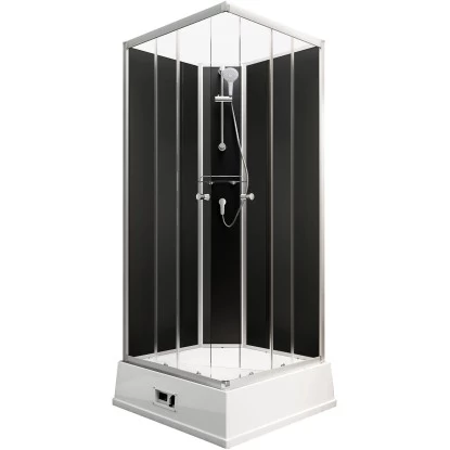 Schulte Komplettduschkabine Korfu II Mit Boiler Pumpe Alu-Natur Schwarz 2 Schulte Komplettduschkabine Korfu II Mit Boiler Pumpe Alu-Natur Schwarz – Bild 2