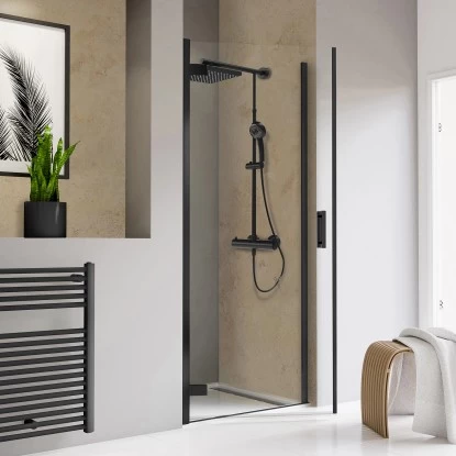 Schulte Drehtür Toura Nische Pendelbar Schwarz 200 X 80 Cm Klar Hell Anschlag L