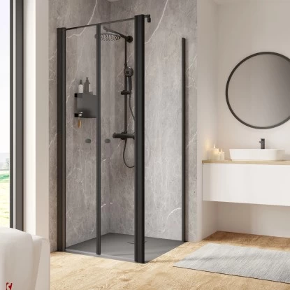 Schulte ExpressPlus Pendeltür Und Seitenwand Garant 2.0 Mattschwarz 200 X 90 Cm