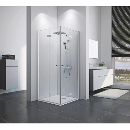 Breuer Eckeinstieg Drehfalttür Elana 8 Silber Matt Klarglas 90 X 90 Cm 2 Breuer Eckeinstieg Drehfalttür Elana 8 Silber Matt Klarglas 90 X 90 Cm – Bild 2